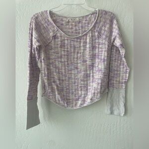 Free People Womens Pink Combo Space Out Long Sleeve Knit Pullover Top Size S